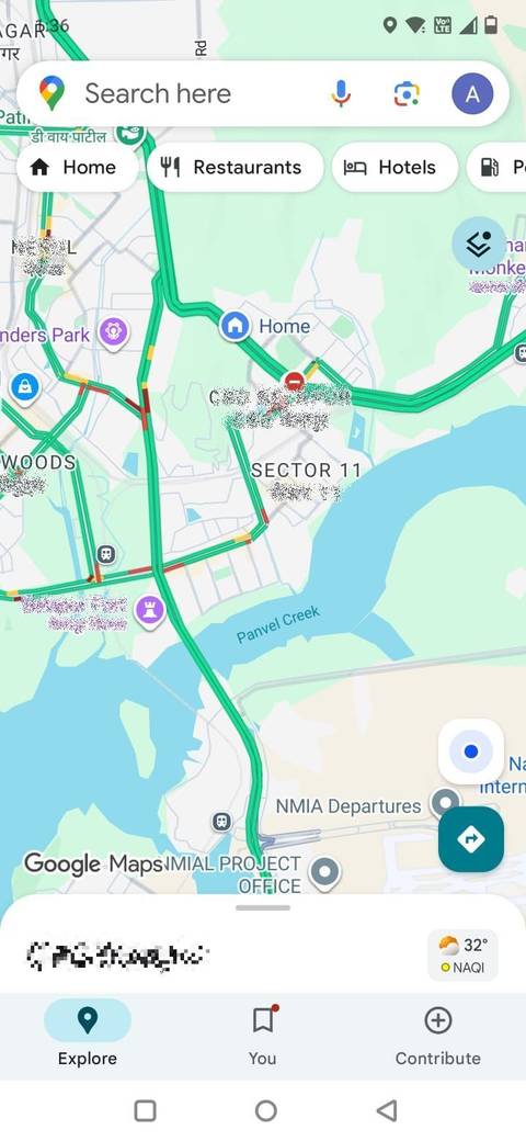 Screenshot showing the Traffic layer in Google Maps