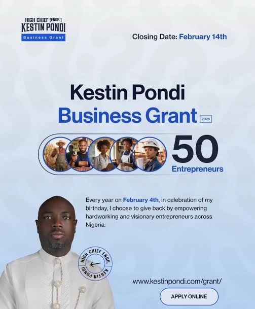 Call for Applications: Kestin Pondi Business Grant 2026 (₦5 Million for