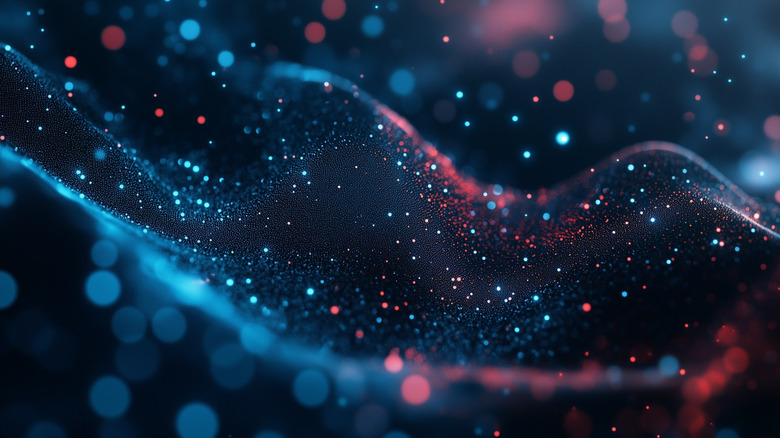 concept of quantum data flowing on a black background