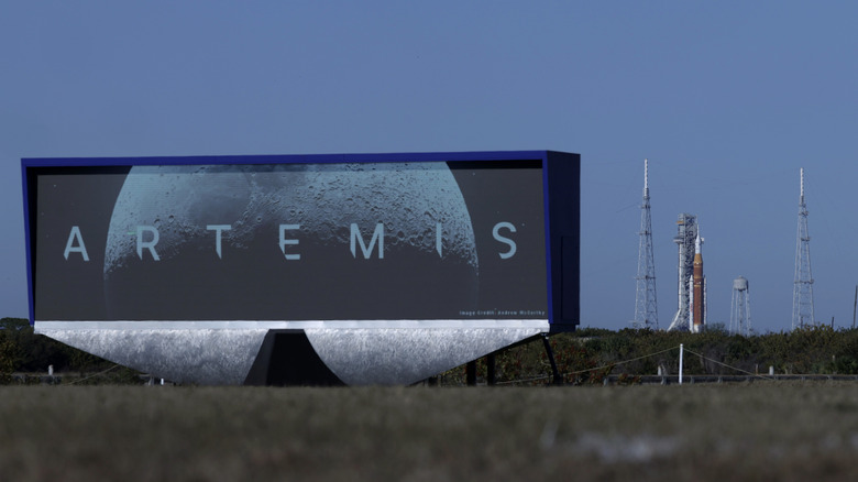 the Artemis II spacecraft on the launch pad