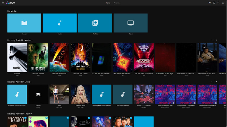 JellyFin  app running on Windows desktop inside of Chromium