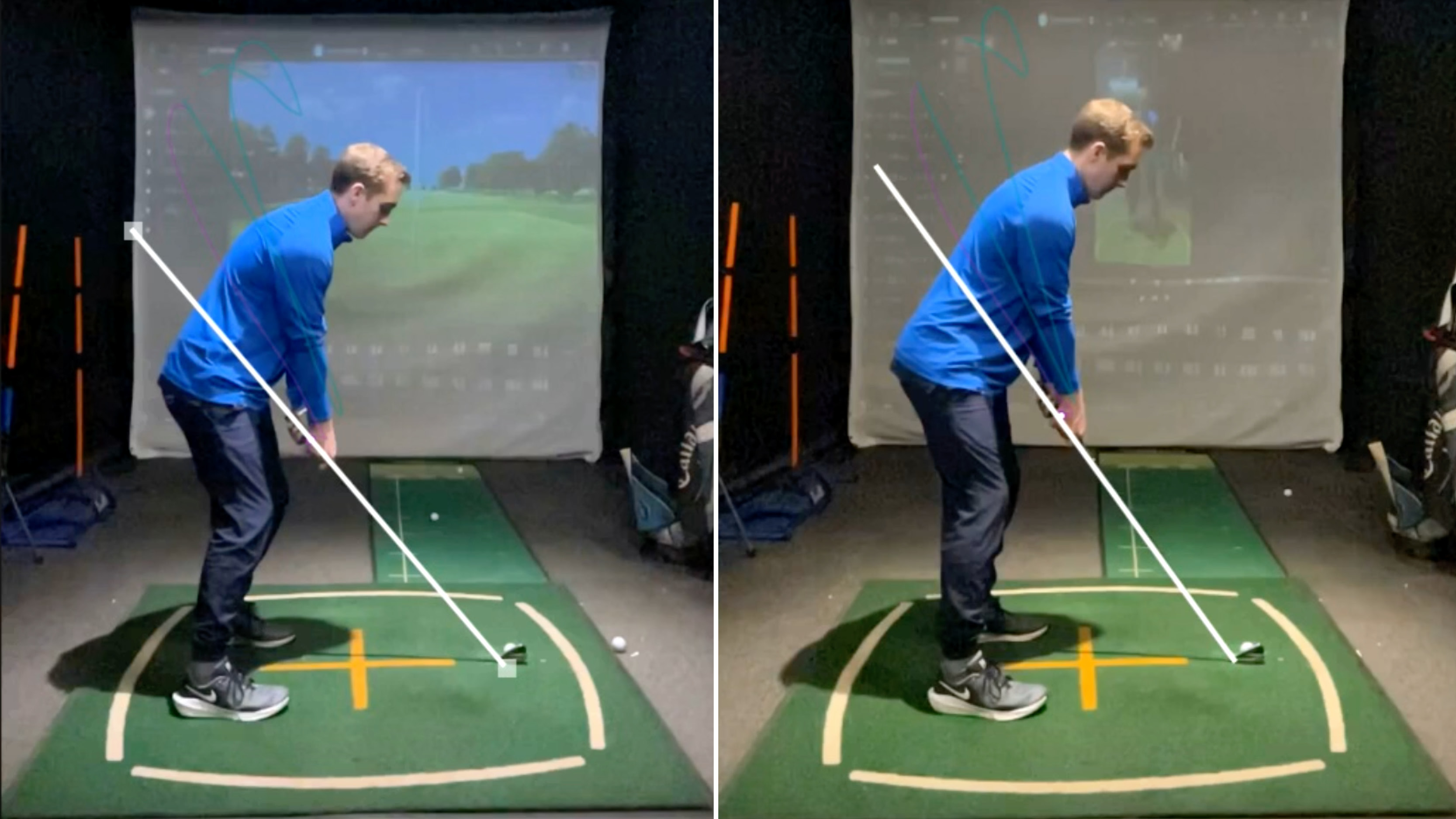 Before and after shots of Jonny Leighfield's lesson with Tom Motley on January 29, 2026