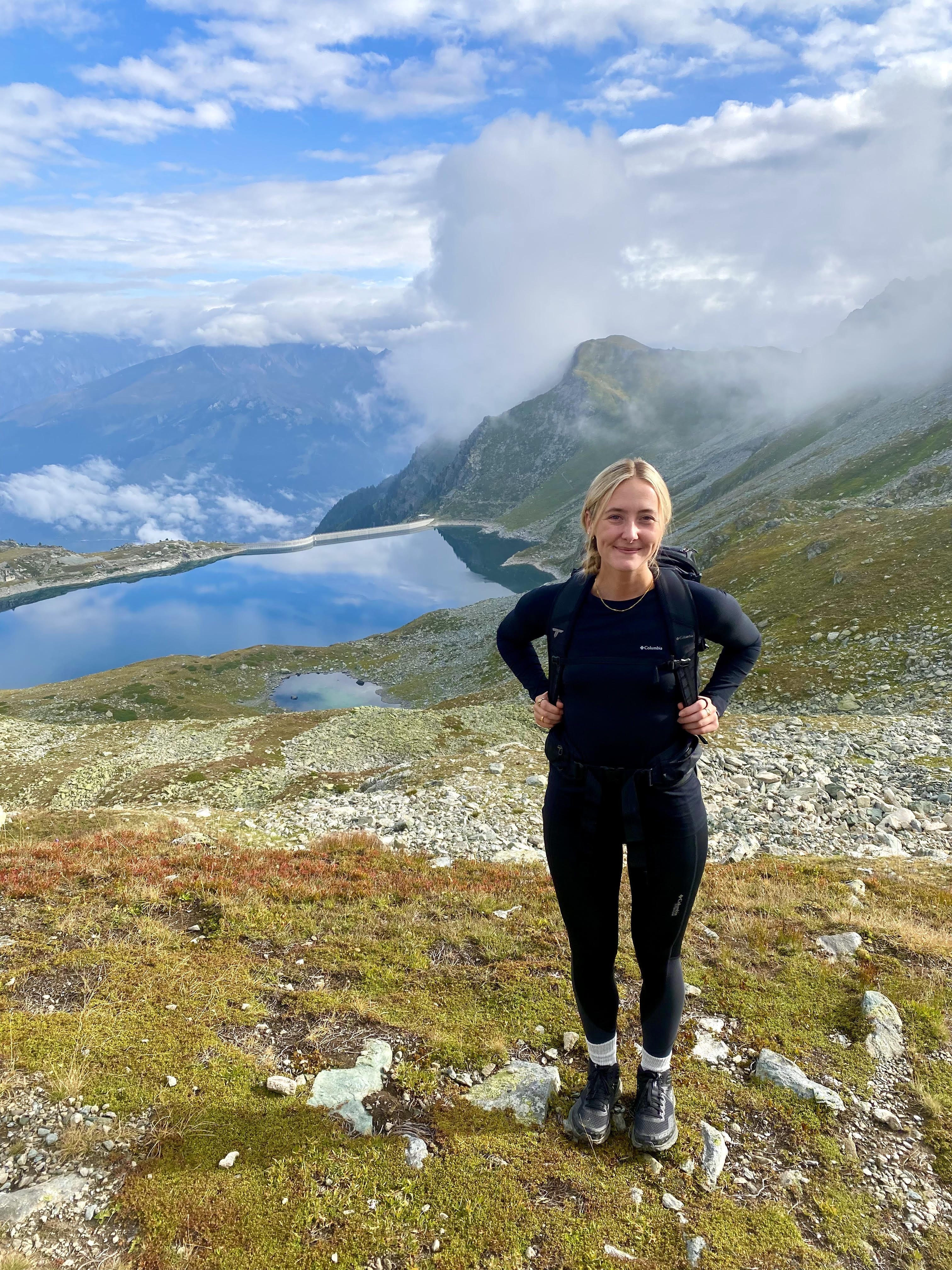 Jessica hiking in Switzerland