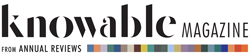 The logo of Knowable Magazine, including the text “Knowable Magazine from Annual Reviews.” At the bottom right of the logo are 2 dozen different colored squares placed together to form a strip of color.