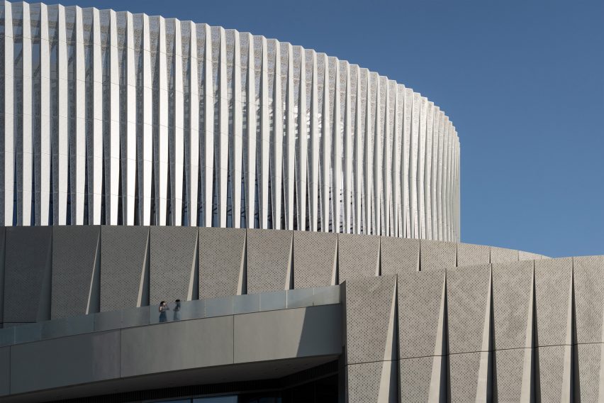 Close-up exterior view of the TCC DAKA Renewable Resource Recycling Center by KPF