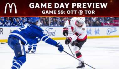 Senators visit Toronto for Saturday night clash