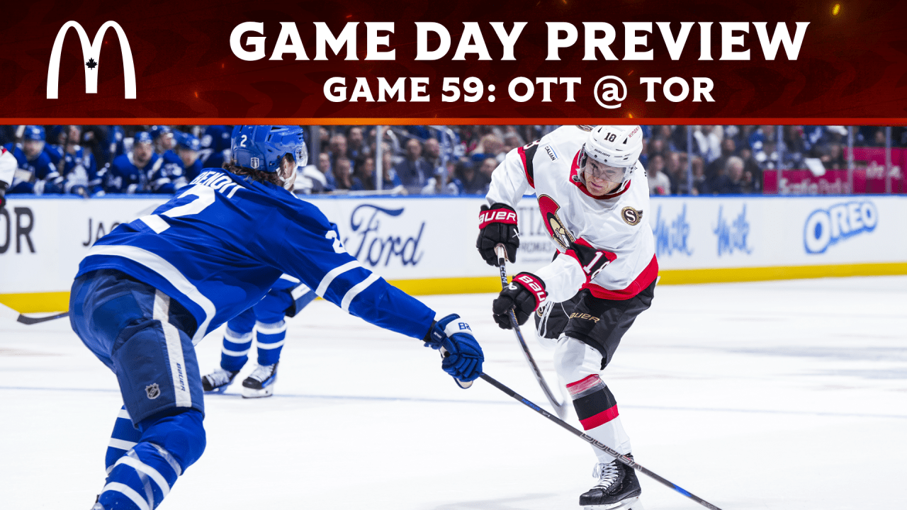 Senators visit Toronto for Saturday night clash
