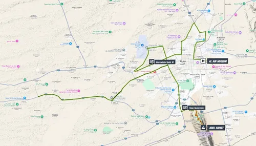 Map of stage 6 of the 2026 UAE Tour