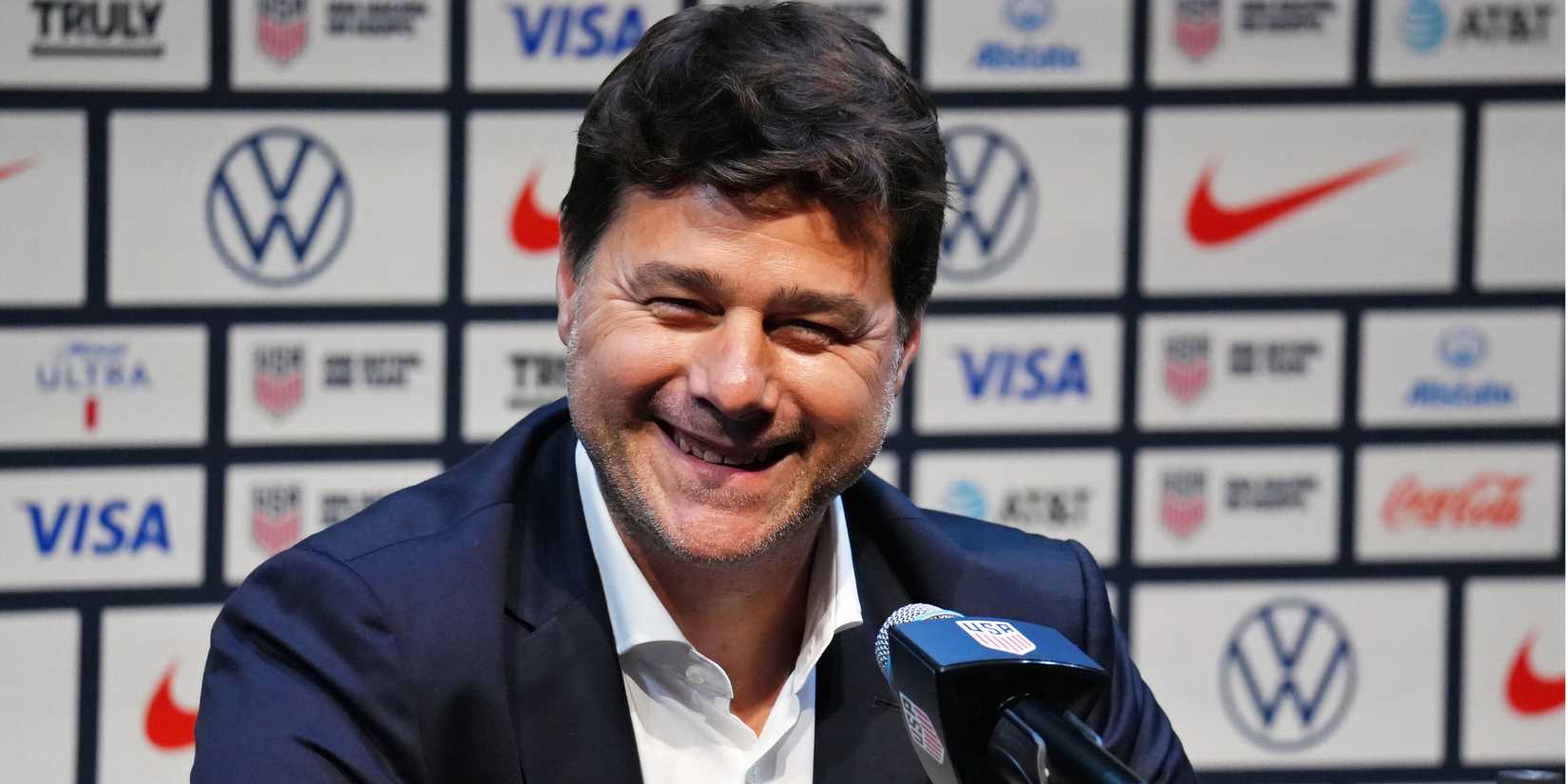 Mauricio Pochettino smiling after being unveiled as the new United States head coach