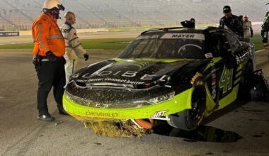 Watch Sam Mayer accidentally wreck his Haas in NASCAR celebration blunder