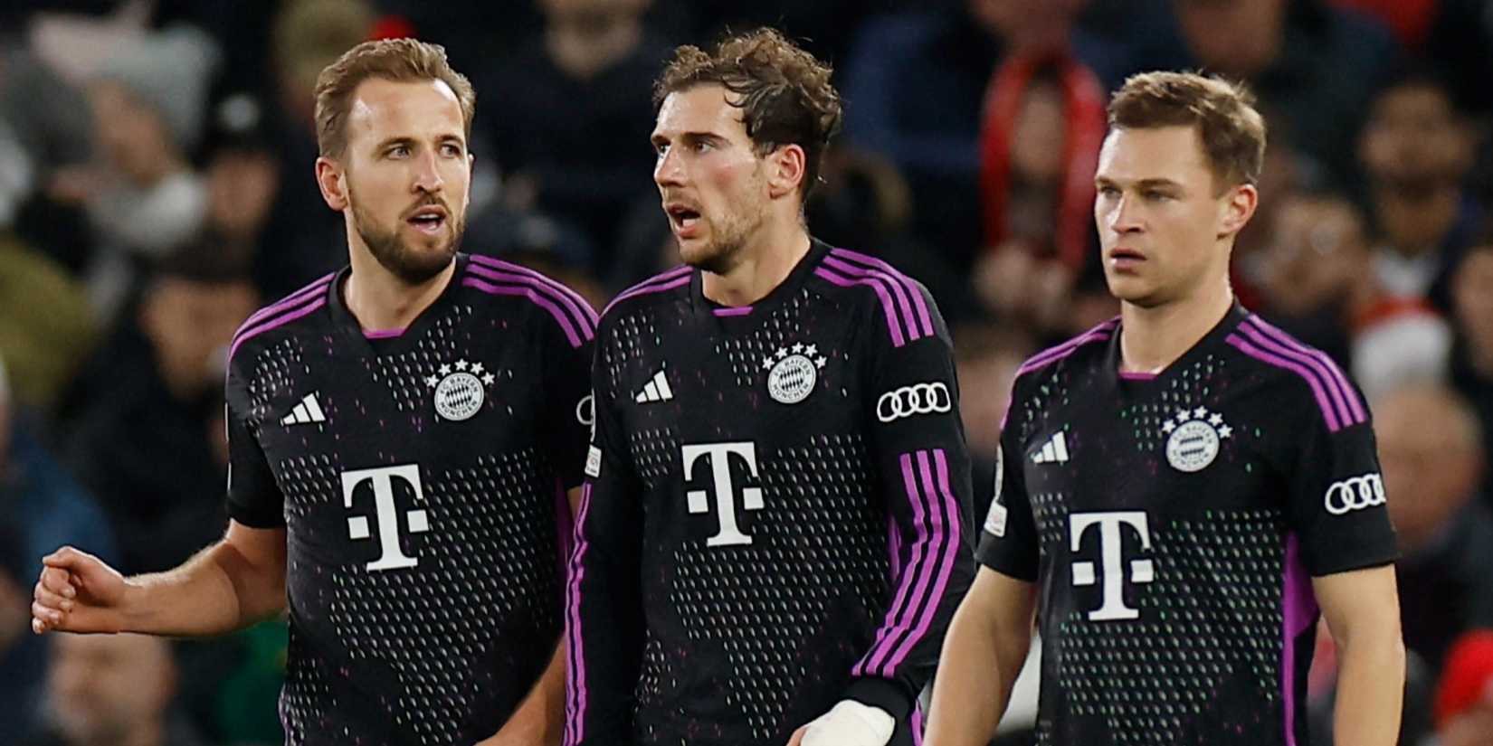 Bayern Munich's Harry Kane, Leon Goretzka and Joshua Kimmich