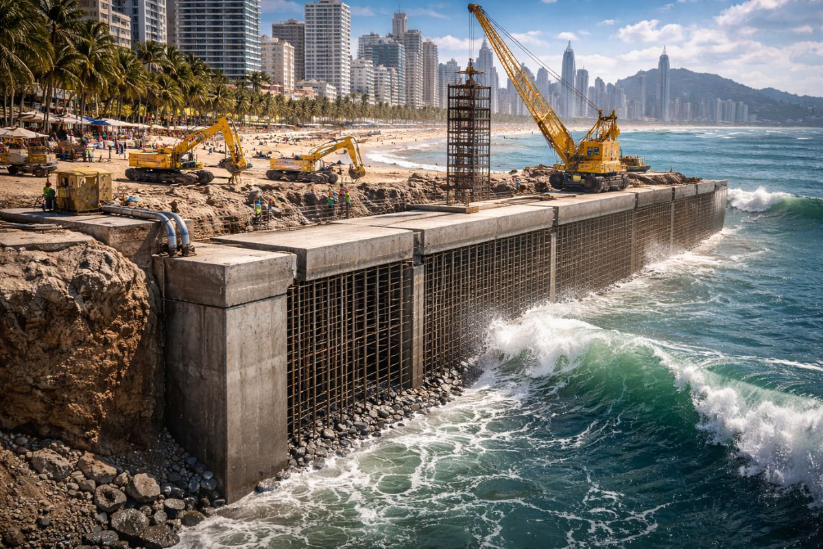 In BalneĂ¡rio CamboriĂº, the seawall on Praia Central aims to reduce erosion and the advance of the sea with a 6-meter underground structure; see costs, deadlines, and impacts on the coastline.