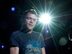 Singer Brad Arnold of 3 Doors Down takes to the stage at the opening concert of their German tour in the Columbiahalle in Berlin, on Feb. 21, 2012.
