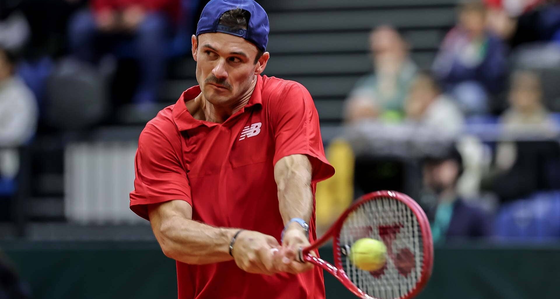 Tommy Paul in action for the United States on Saturday in Hungary.