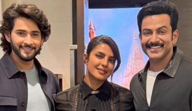 Priyanka Chopra with Prithviraj and Mahesh Babu. Photo: Instagram
