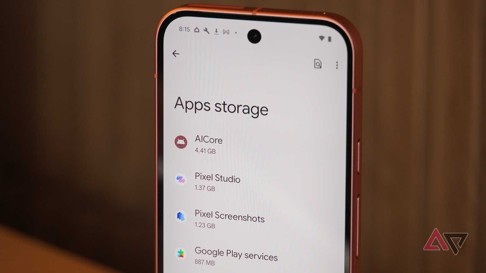 Apps storage close up on the Pixel 9.