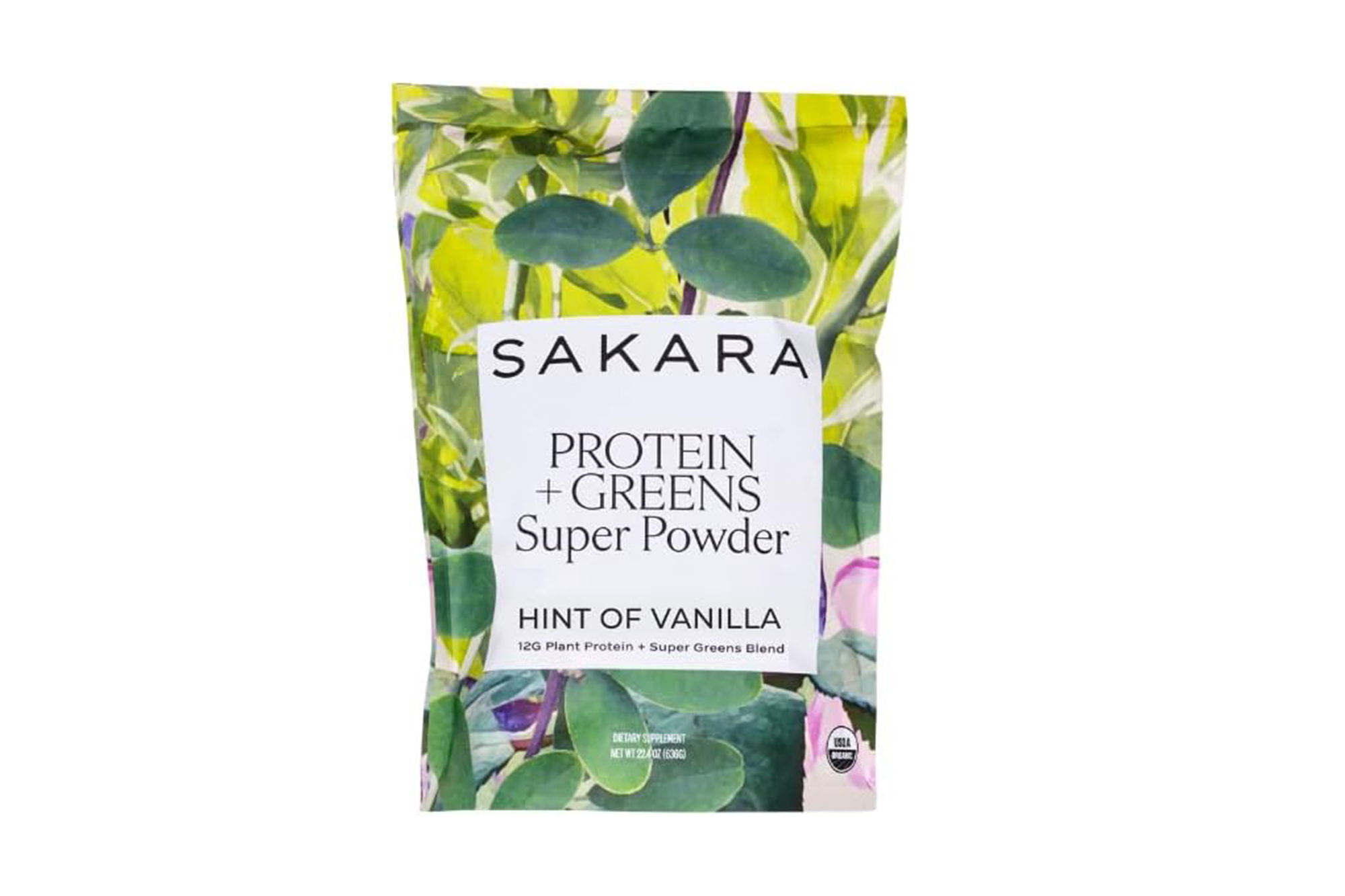 Sakara Protein + Greens Super Powder, Hint of Vanilla, 12G Plant Protein + Super Greens Blend.