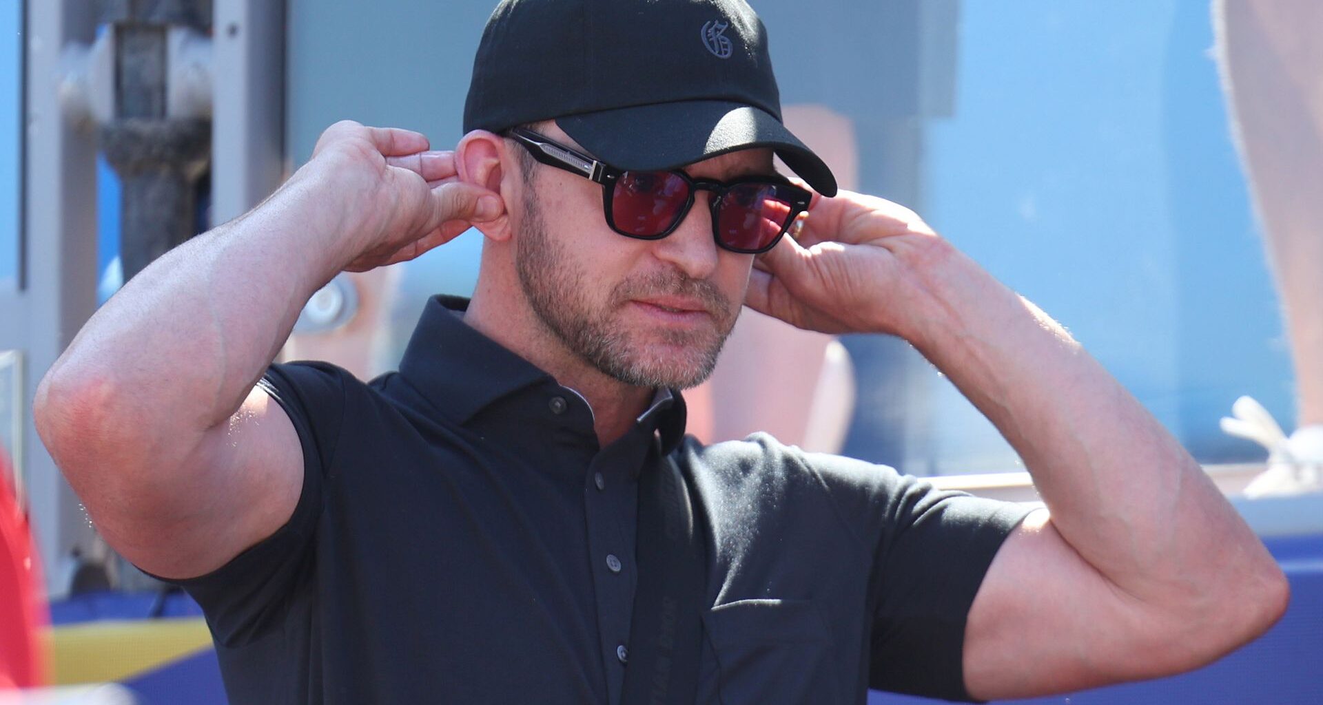 ROME, ITALY - SEPTEMBER 30: Musician, Justin Timberlake, looks on during the Saturday afternoon fourball matches of the 2023 Ryder Cup at Marco Simone Golf Club on September 30, 2023 in Rome, Italy. (Photo by Andrew Redington/Getty Images)