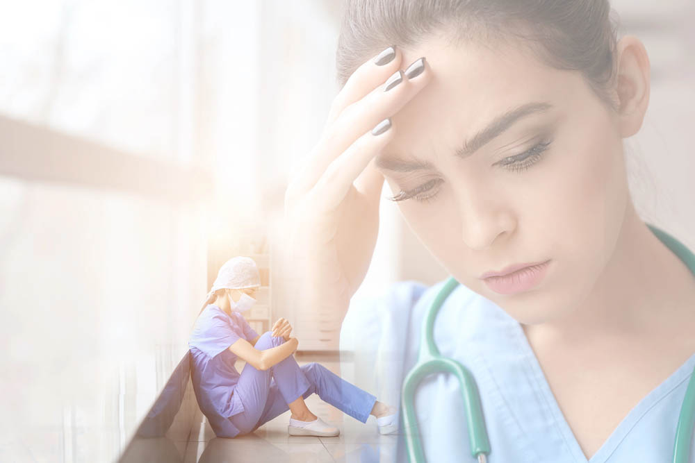 Stressed female nurse