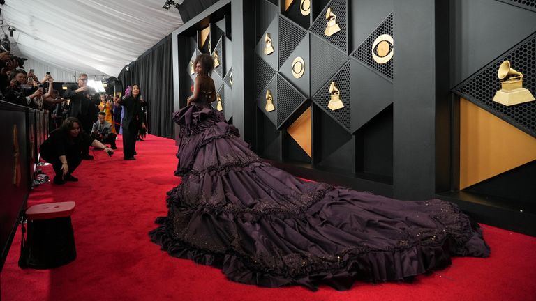 A moment please for Doechii's train. She's up for five awards, including record and song of the year, for Anxiety. Pic: Jordan Strauss/Invision/AP