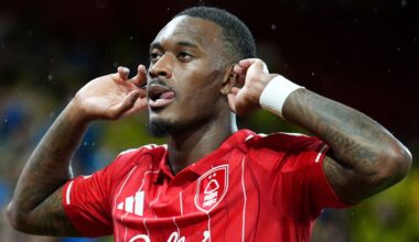 Nottingham Forest's Callum Hudson-Odoi celebrates scoring against Fenerbahce