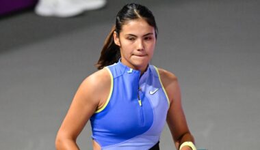 Emma Raducanu plays during the Transylvania Open 2026 Singles Final at BT Arena in Cluj-Napoca, Romania, on February 7, 2026. (Photo by Flav