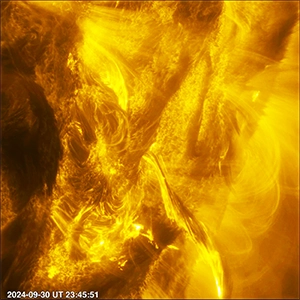 A snapshot taken a second before a powerful M-class solar flare was unleashed from the Sun in September 2024 – as seen in unprecedented detail by the ESA-led Solar Orbiter mission. Credit: ESA