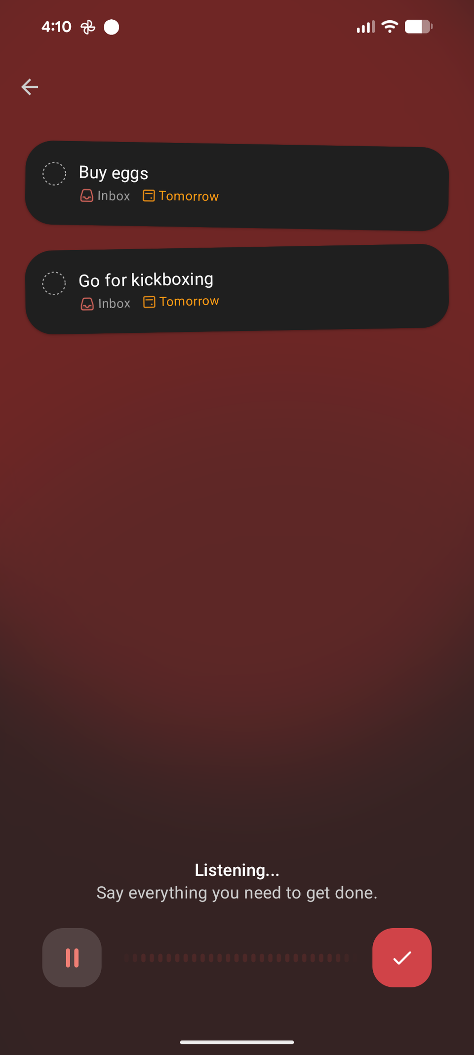 Todoist Ramble sample tasks