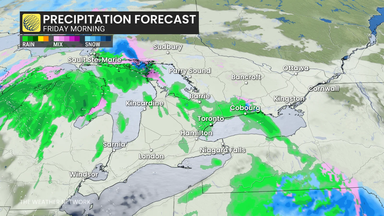Ontario, Storm, Winter, Rain, Feb. 19, 2026. (The Weather Network)