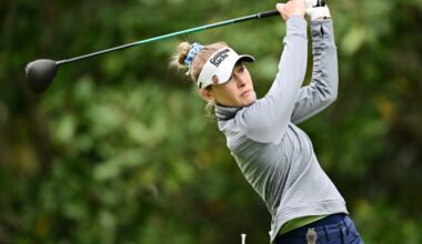 Nelly Korda takes lead at TOC; winds suspend third-round play