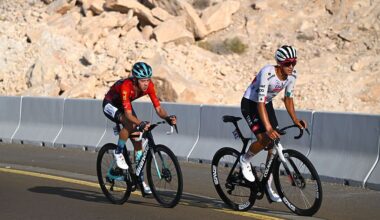 Antonio Tiberi and Isaac del Toro on stage 6 at the UAE Tour