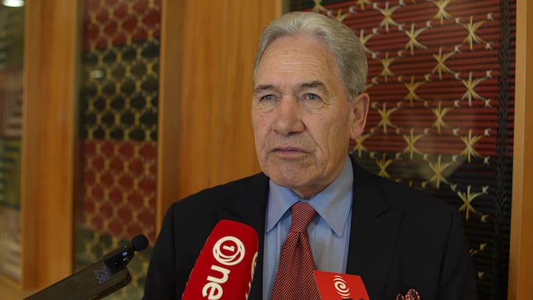 Winston Peters speaks to reporters at the UN