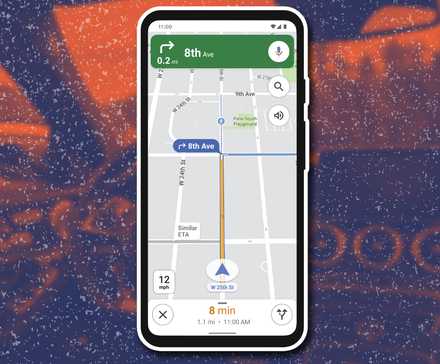 Google Maps on a phone screen showing the navigation feature