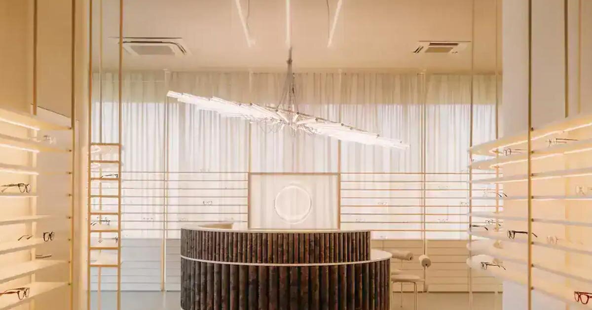 ocular anatomy informs optical salon’s interior in poland