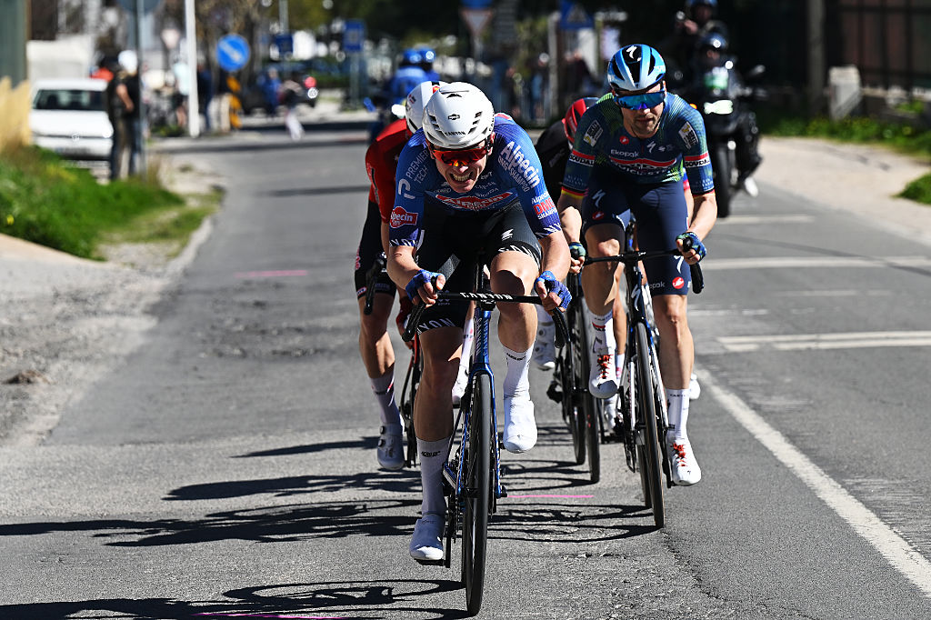 LOULE, PORTUGAL - FEBRUARY 22: Tobias Bayer of Austria and Team Alpecin-Premier Tech competes during the 52nd Volta ao Algarve em Bicicleta 2026, Stage 5 a 148.4km stage from Faro to Malhao - Loule 512m on February 22, 2026 in Loule, Portugal. (Photo by Dario Belingheri/Getty Images)