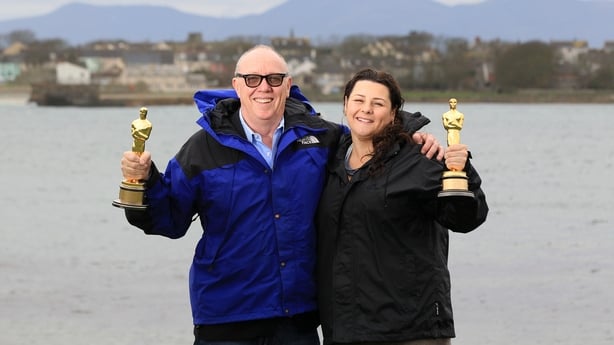 Oscar-winning Belfast director Terry George (L), director of the short film 