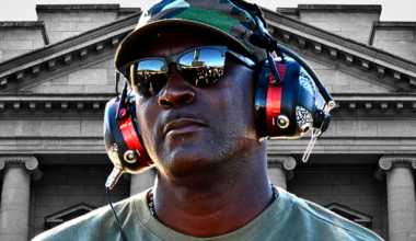 A graphic of 23XI Racing co-owner Michael Jordan with a NASCAR theme