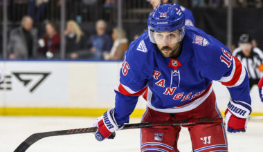 Feb 28, 2026; New York, New York, USA;  New York Rangers center Vincent Trocheck (16) at Madison Square Garden. Mandatory Credit: Wendell Cruz-Imagn Images