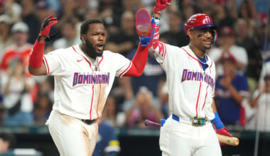 Dominican Republic first baseman Vladimir Guerrero Jr. and center fielder Julio Rodríguez.