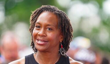May 26, 2024; Indianapolis, IN, USA; Retired WNBA player Tamika Catchings walks the celebrity red carpet on Sunday, May 26, 2024, during the 108th running of the Indianapolis 500 at Indianapolis Motor Speedway. Mandatory Credit: Michelle Pemberton-Imagn Images