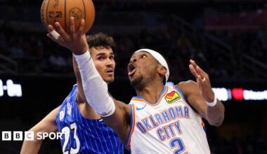 Oklahoma City Thunder's Shai Gilgeous-Alexander in action against Orlando Magic in the NBA