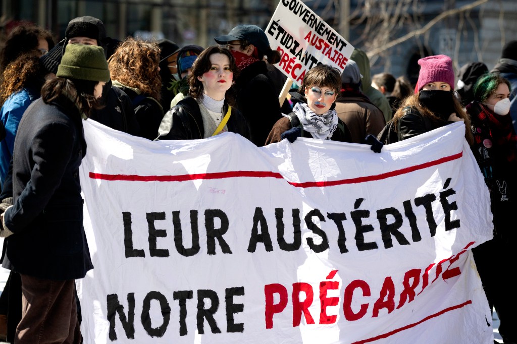 Students protest in Montreal against government cuts to financial assistance