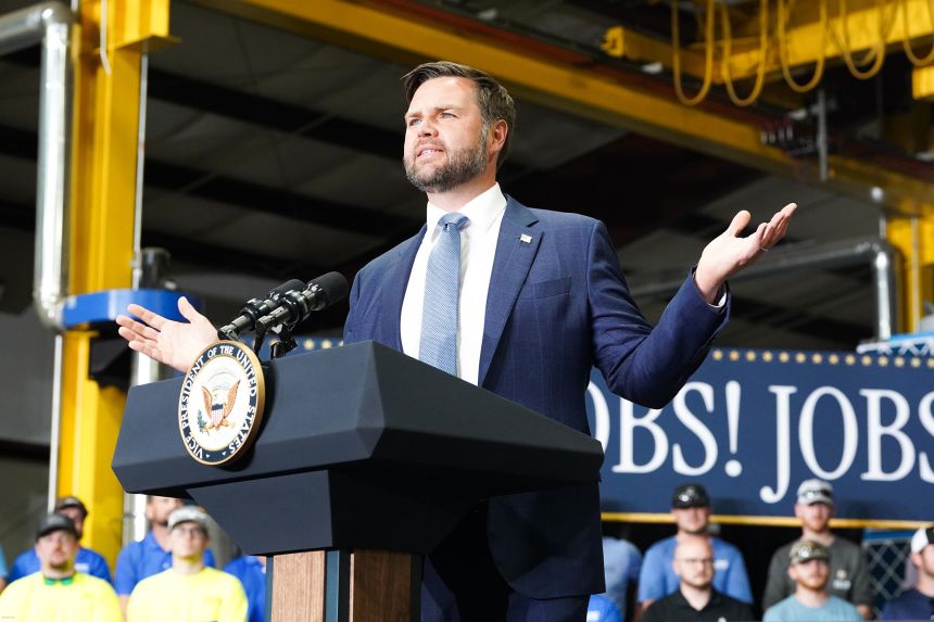 Vice President JD Vance speaks to supporters of President Donald Trump at an event in Peachtree City, Georgia, last August.