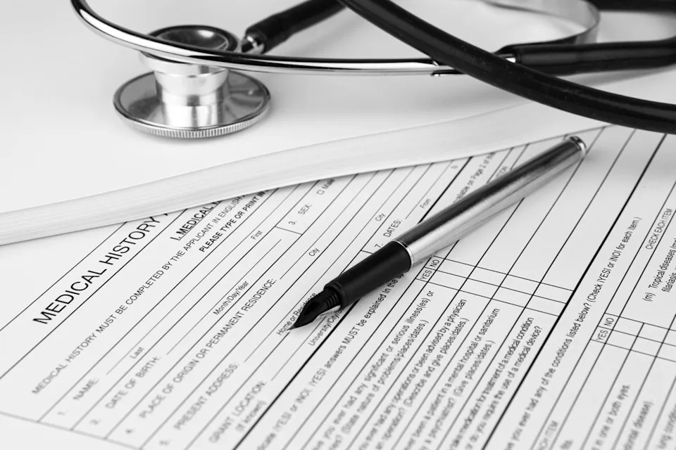 A stethoscope and a medical history form (stock image).Credit: Getty