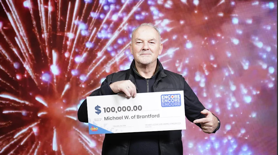  Kitchen design consultant Mike Walsh, 65, of Brantford won $100,000 after matching the last six of seven Encore numbers in the Feb. 3 Lotto Max draw. (OLG)