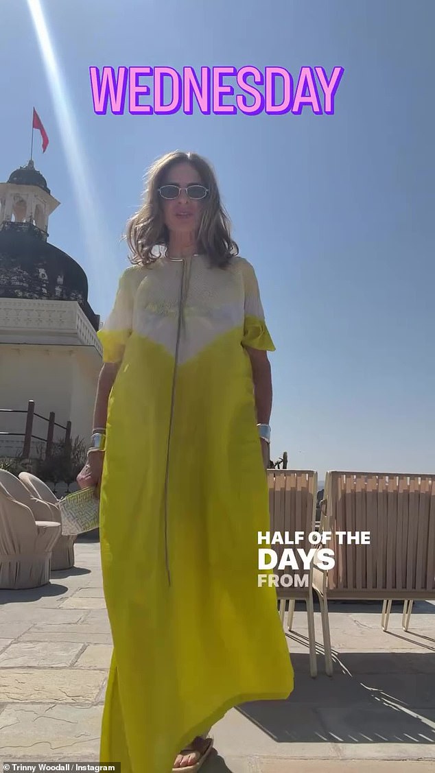 Elsewhere Trinny shared a clip of another yellow outfit she purchased in Bhutan, India, the year before