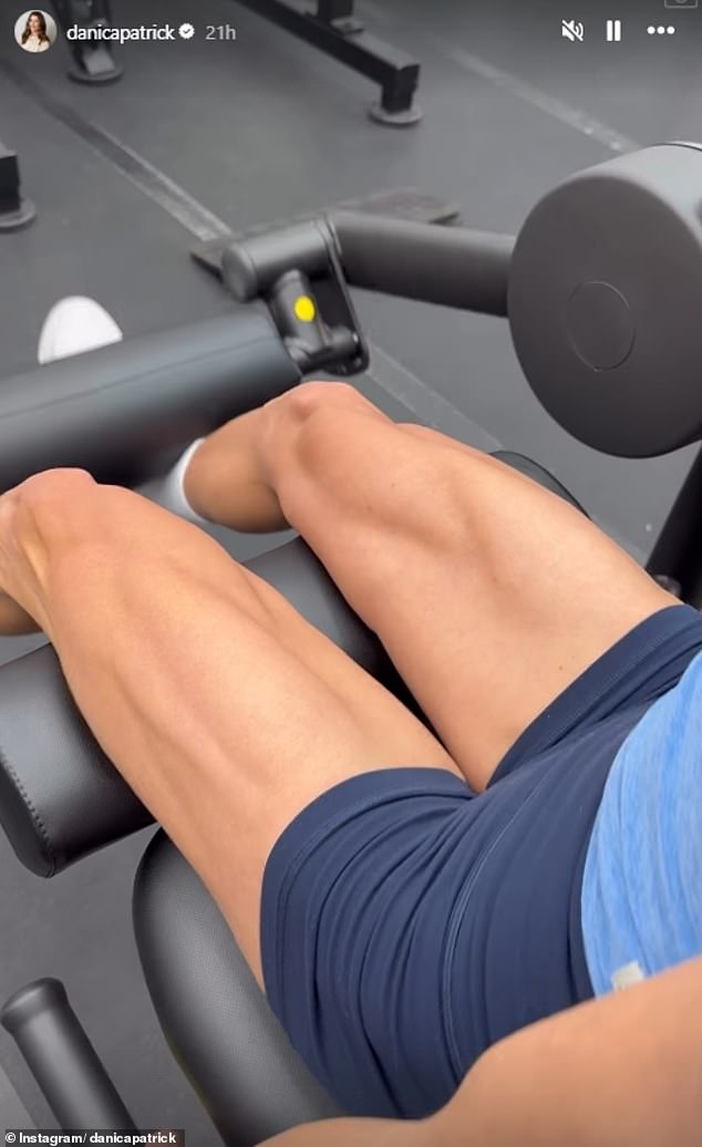 She finished up with leg extensions on the machine, used to isolate and build the quadriceps muscles (front of the thighs)