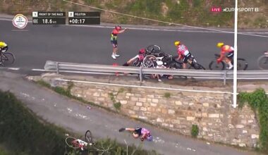 Italian cyclist Debora Silvestri was taken to a hospital after a terrifying crash on Saturday