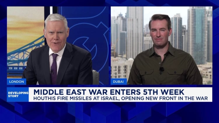 Iran conflict enters fifth week as Houthi strikes open new front