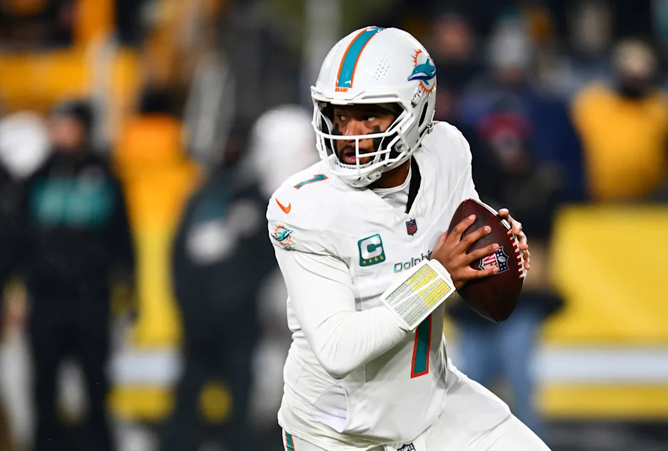 Tua Tagovailoa agreed to a one-year with the Falcons. (Photo by Joe Sargent/Getty Images)